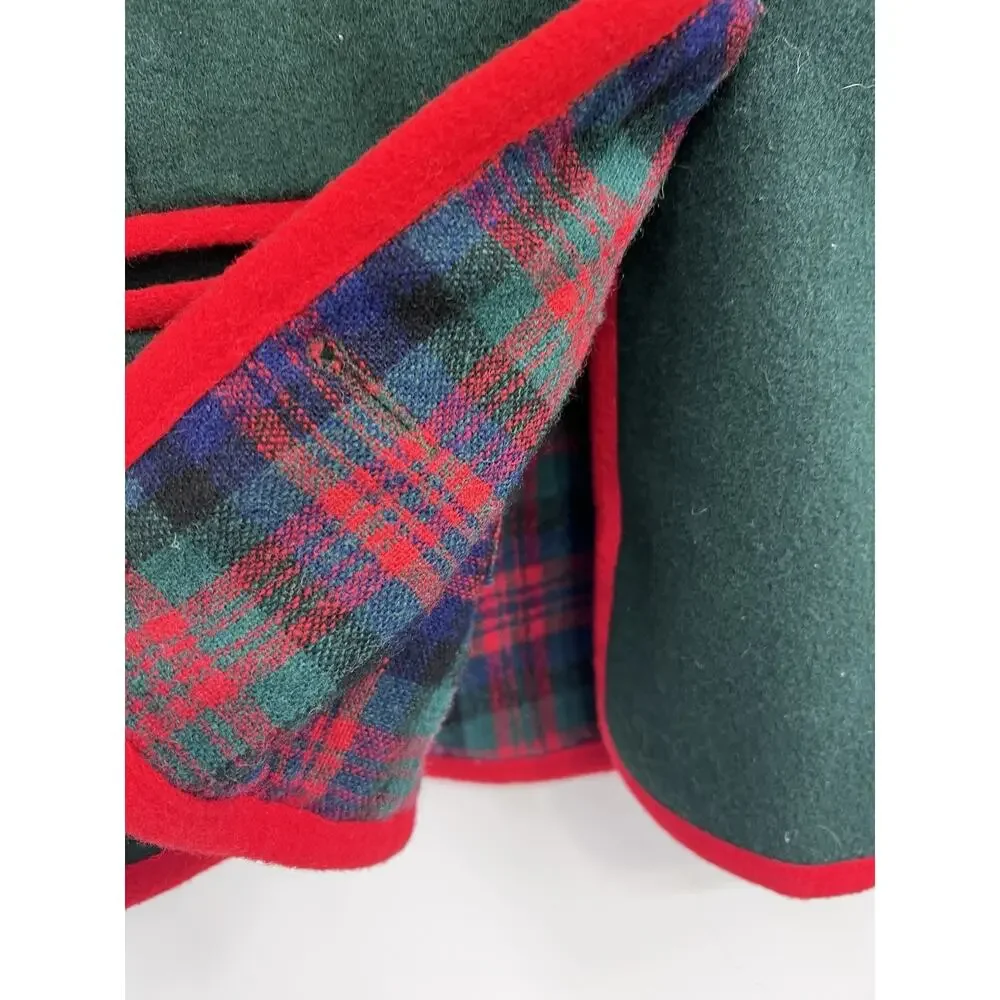 VTG 60s Mackintosh Green Red 100% Wool Dirndl 12 Union Made